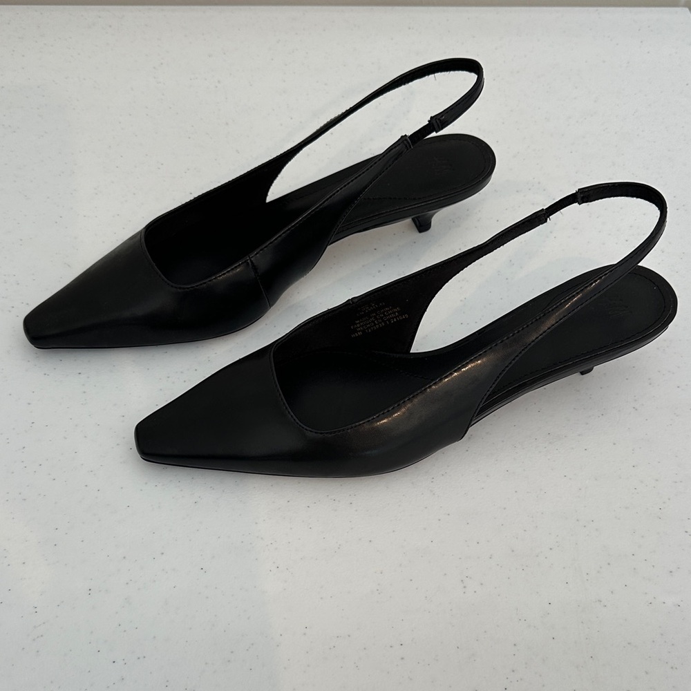 H&M Classic Black Slingback Kitten Heels
